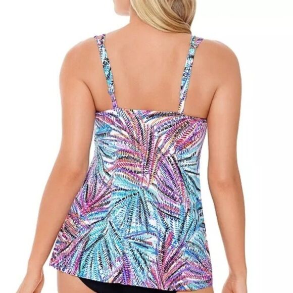 Colorful "Palmalicious" Hi Low Tankini Top size 18 - Picture 2 of 12